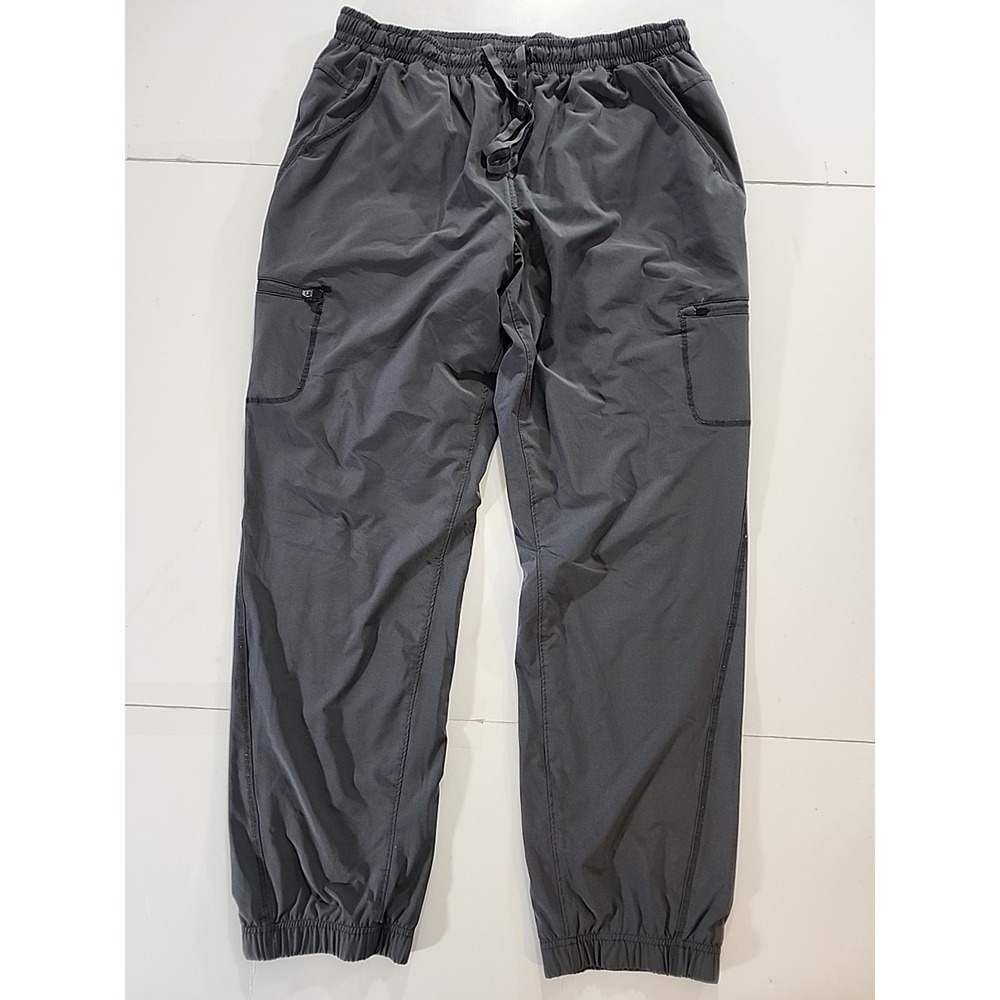 Eddie Bauer Women's 16 Flexion Polar Fleece Lined Pants Gray Plaid Jogger Winter